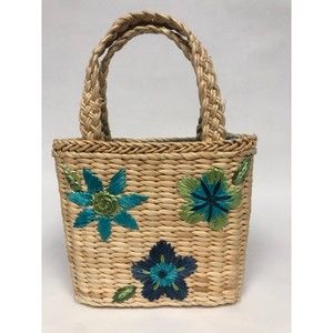 Vintage Floral Corn Husk Handbag